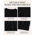 thumbnail image 5 of QUALFORT Women's 100% Cotton Cable Knit Sweater, Crew Neck Lightweight Pullover Sweater for Women, Long Sleeve Knit Top, Black M, 5 of 7