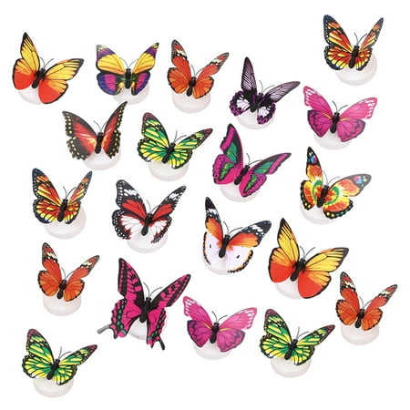 

20 Pcs Colorful Butterfly-shaped Lamps LED Night Lights Adhesive Wall Lights