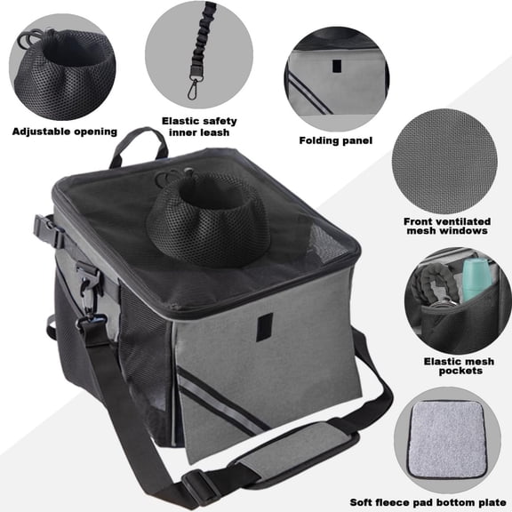 Pet Carrier Bicycle Basket Bag Pet Carrier/Booster Backpack for Dogs and Cats with Big Side Pockets,Comfy & Padded Shoulder Strap,Travel with Your Pet Safet