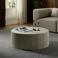 thumbnail image 5 of Kevinplus 35" Faux Travertine Round Coffee Table with Relief Design for Living Room, Apartment, 5 of 14