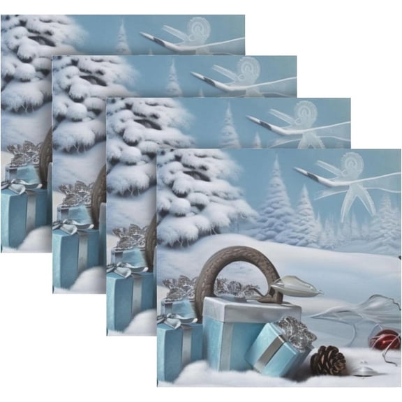 Coolnut Set of 4 Christmas Snowman Napkins Cloth Napkins 20"x20", Washable Polyester Dinner Napkins for Parties, Wedding, Restaurant