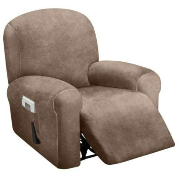 Funda reclinable ULTICOR para 1 asiento, terciopelo elástico, color arena