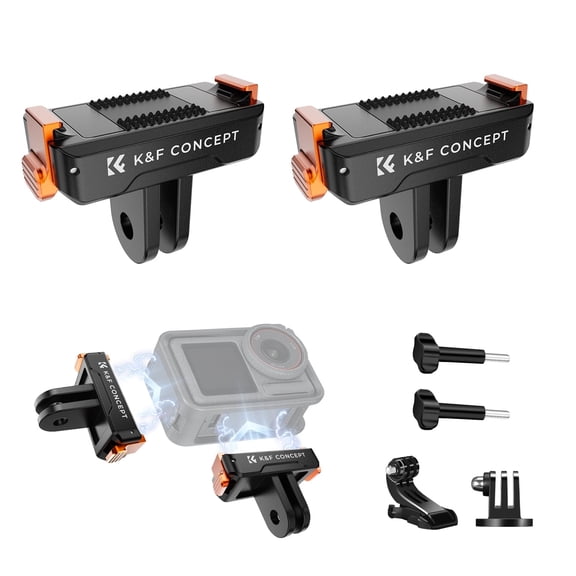 K&F CONCEPT 2 Pack Magnetic Quick Release Adapter Mount, Extension Base Bracket with 1/4" Adapter Mount for DJI Osmo Action 5 Pro/4/3 Accessories