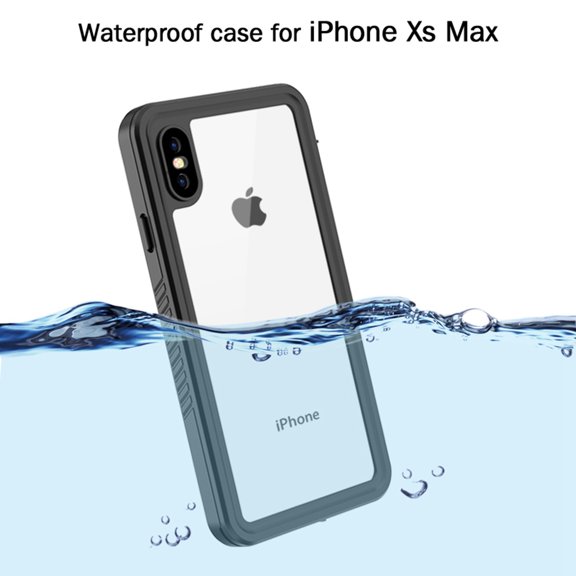 Dteck Full Body 360 Protective Waterproof Case For iPhone XS Max (6.5 inch),Shockproof Dirtproof Sandproof IP68 With Build in Screen Protector Phone Cover, Black