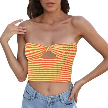 

PhoneSoap Womens Large Bra Vest Knitted Elastic Vest Stripe Sleeveless Knitted Vest Top OR2 XL