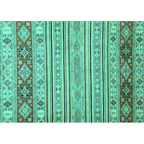Ahgly Company Indoor Rectangle Abstract Turquoise Blue Modern Area Rugs, 7' x 10'
