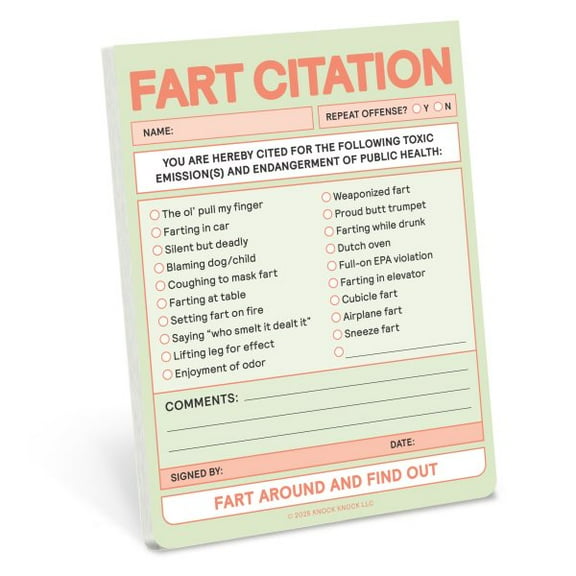 Knock Knock Fart Citation Nifty Notepad