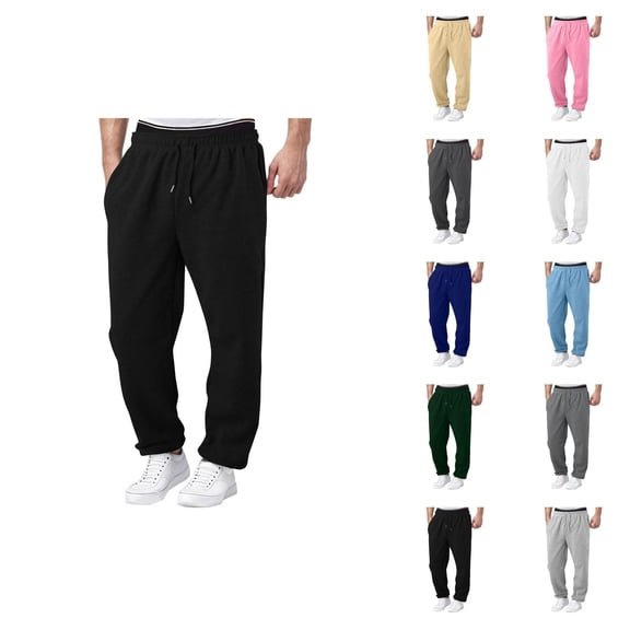 Mens Sweatpants 2026 Trendy Elastic Waist Drawstring Wide Leg Relaxed Fit Casual Pants Trousers with Pockets