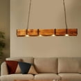 thumbnail image 3 of FETCOI 4 Lights Retro LED Ceiling Light Solid Wood Industrial Style Chandelier Rectangular Lighting Fixture, 3 of 7