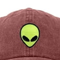 thumbnail image 2 of Dalix Alien Embroidered UFO Dad Hat Cotton Baseball Cap Adjustable Mens in Washed Red, 2 of 5