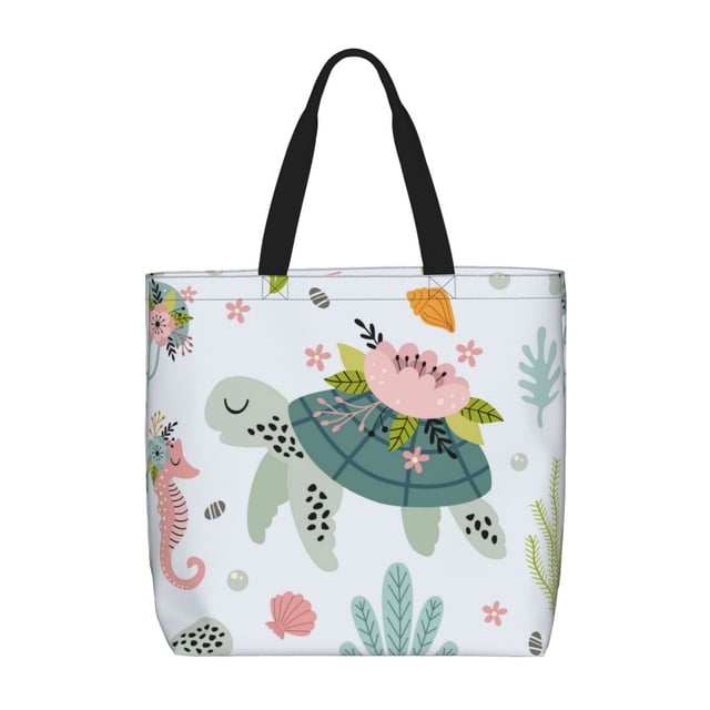Balery Sea Animal Bolsa de Mano para Mujeres con Cremallera, Bolsa de Gimnasio con Compartimentos, Bolsa para Laptop, Bolsa para Trabajo