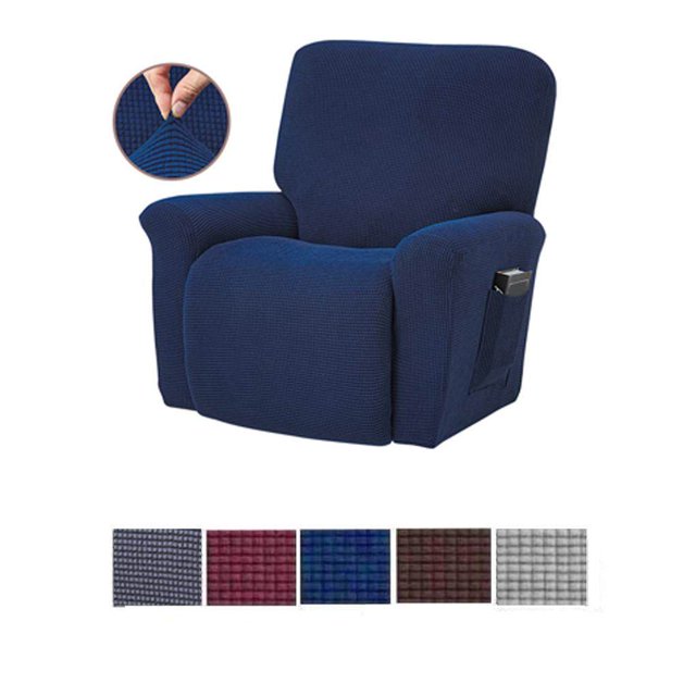 Stretch Recliner Chair Slipcover Elastic Full Coverage Solid Color Cover Stretch Recliner Sofa Cover Replacement for LAZBOY, Navy Blue