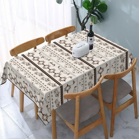 

Tablecloth European Floral Border Pattern Table Cloth For Rectangle Tables Waterproof Resistant Picnic Table Covers For Kitchen Dining/Party(54x72in)