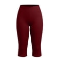 thumbnail image 5 of qolati Plus Size Capris Leggings for Women High Waisted Bowknot Side Slit Yoga Pants Lightweight Workout Running Cropped Pants Wine XXL, 5 of 9