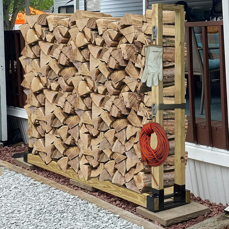 Outdoor Firewood Racks - 2 Pack Log Storage Rack Bracket Kit, Rust