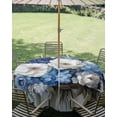 thumbnail image 3 of Outdoor Tablecloth with Umbrella Hole Zipper Blue Spring Floral Round Tablecloth 60" Waterproof Outside Table Cloth Modern Art Flowers Pastoral Patio Table Cover Tablecloths for Picnic Party, 3 of 8