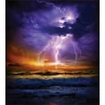 thumbnail image 3 of Nature Duvet Cover Set, Epic Thunder and the Storm on the Sea Wave Horizon Bad Weather Atmosphere, Decorative 3 Piece Bedding Set with 2 Pillow Shams, Queen Size, Purple and Orange, by Ambesonne, 3 of 3