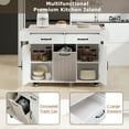 thumbnail image 5 of Rolling Kitchen Island with Trash Can Storage Cabinet,Mobile Kitchen Cart with Drop Leaf, Adjustable Spice Rack, Towel Rack and Drawer, White Oak, 5 of 9