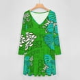thumbnail image 4 of Tiki Garden Wall Green Long Sleeve Dresses For Women Vintage Elegant Party Dress Oversized V-neck Dress S-8XL, 4 of 7