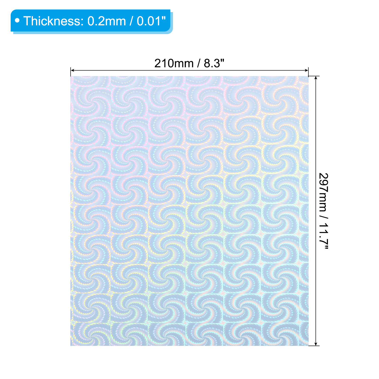 Uxcell 11.7x8.2" Printable Holographic Sticker Paper, 20Pcs A4 Glossy Rainbow Vinyl Sticker Paper Holographic, Style 2