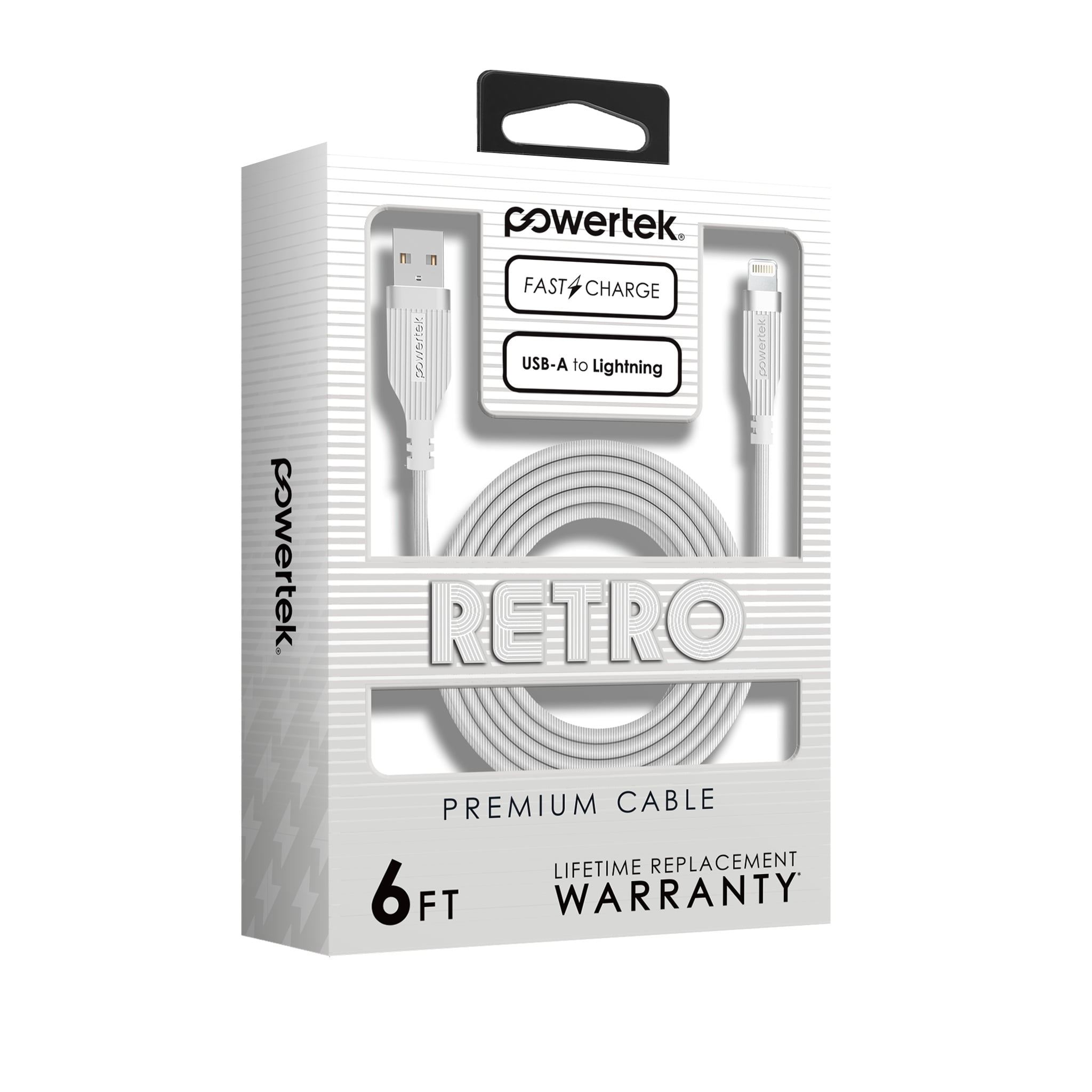 Liquipel Powertek Retro USB-A to Lightning - White