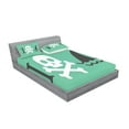 thumbnail image 2 of Ambesonne Green Fitted Sheet & Pillow Sham Set, Skull Shark Marine Words, Queen, Green White, 2 of 2