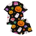 thumbnail image 5 of SJLDQY Halloween Girls Pajama Sets Hallowmas Print Short Sleeve Shirts and Shorts 2 Piece Sets Casual Sleepwear Button Down Pjs for Girls, 5 of 5