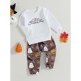 thumbnail image 3 of Wassery Infant Baby Girls 2Pcs Halloween Outfits Set Long Sleeve Letter Print Sweatshirt + Pumpkin Long Pants Set Toddler Fall Winter Clothes 0-3Y, 3 of 8