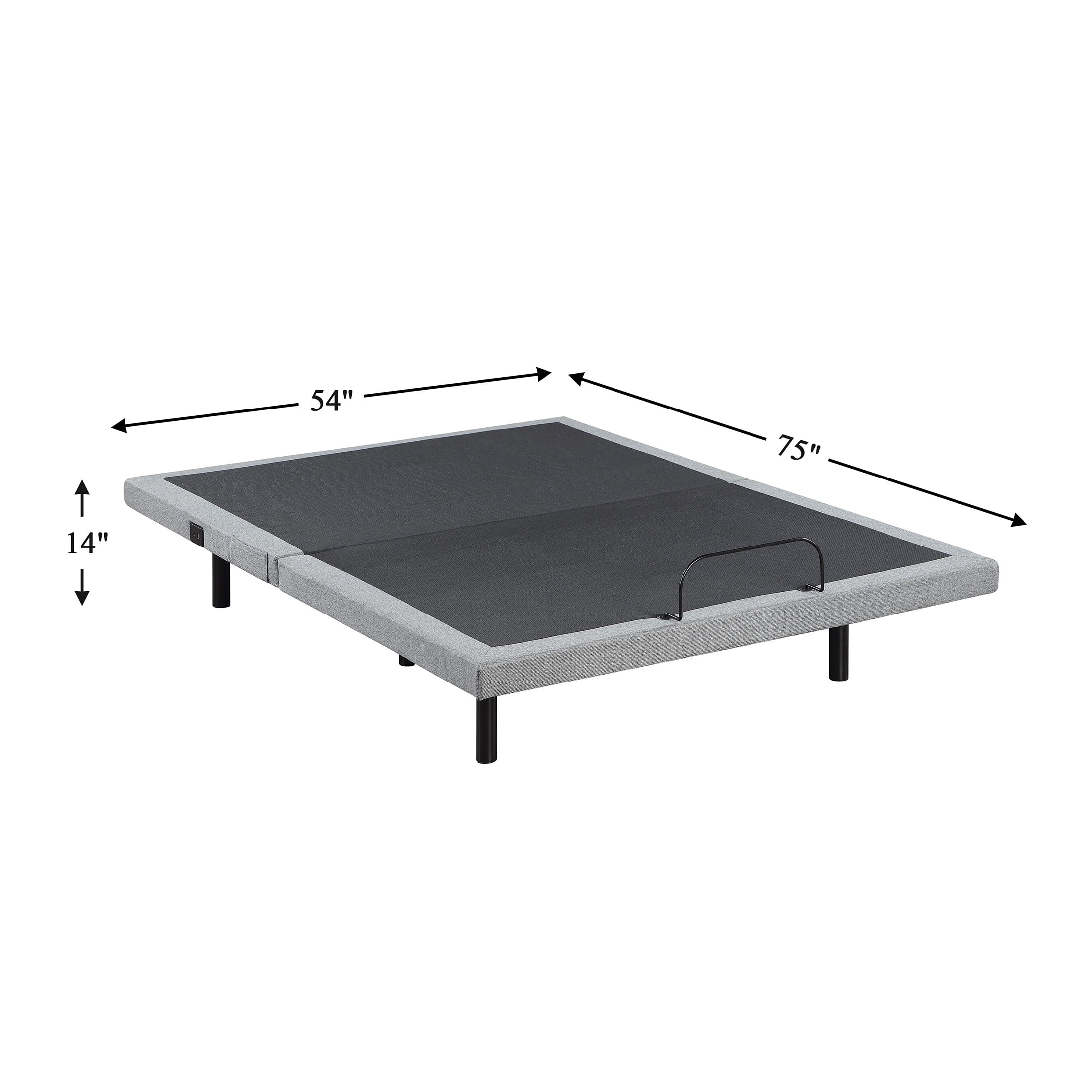 OakvillePark Elan 14"Power Head and Foot Adjustable Bed Frame with Massage, Zero Gravity, Charging Ports, LED Lighting, Full, Gray