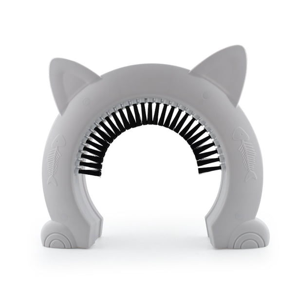 Puerta para gatos para puertas interiores con cepillo de aseo - Pase para gatos grandes para mascotas - Puerta para mascotas fácil de instalar con cepillo
