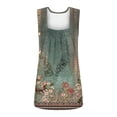 thumbnail image 4 of Summer Saving Wycnly Womens Tank Tops Vintage Loose Pleated Swing Hem Tunic Vest Tops Summer Fashion Ethnic Style Print Square Neck Sleeveless Shirts Blouse Green XXL, 4 of 5