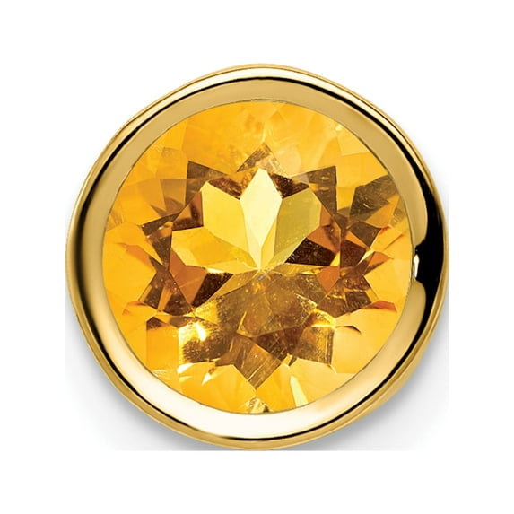 14K Yellow Gold 7mm Citrine Bezel Pendant (8 X 8) Made In India xp322ci