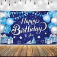 thumbnail image 2 of Fondo de feliz cumpleaños plateado y azul, 2x44 pulgadas, pancarta de feliz cumpleaños para hombres, pancarta de cumpleaños azul, decoraciones felices, 2 of 5