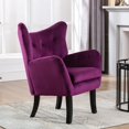 thumbnail image 4 of Wulawindy Velvet Wingback Accent Chair Armchair Modern Tufted Button Vanity Chair with Wooden legs for Living Room Bedroom, 4 of 7