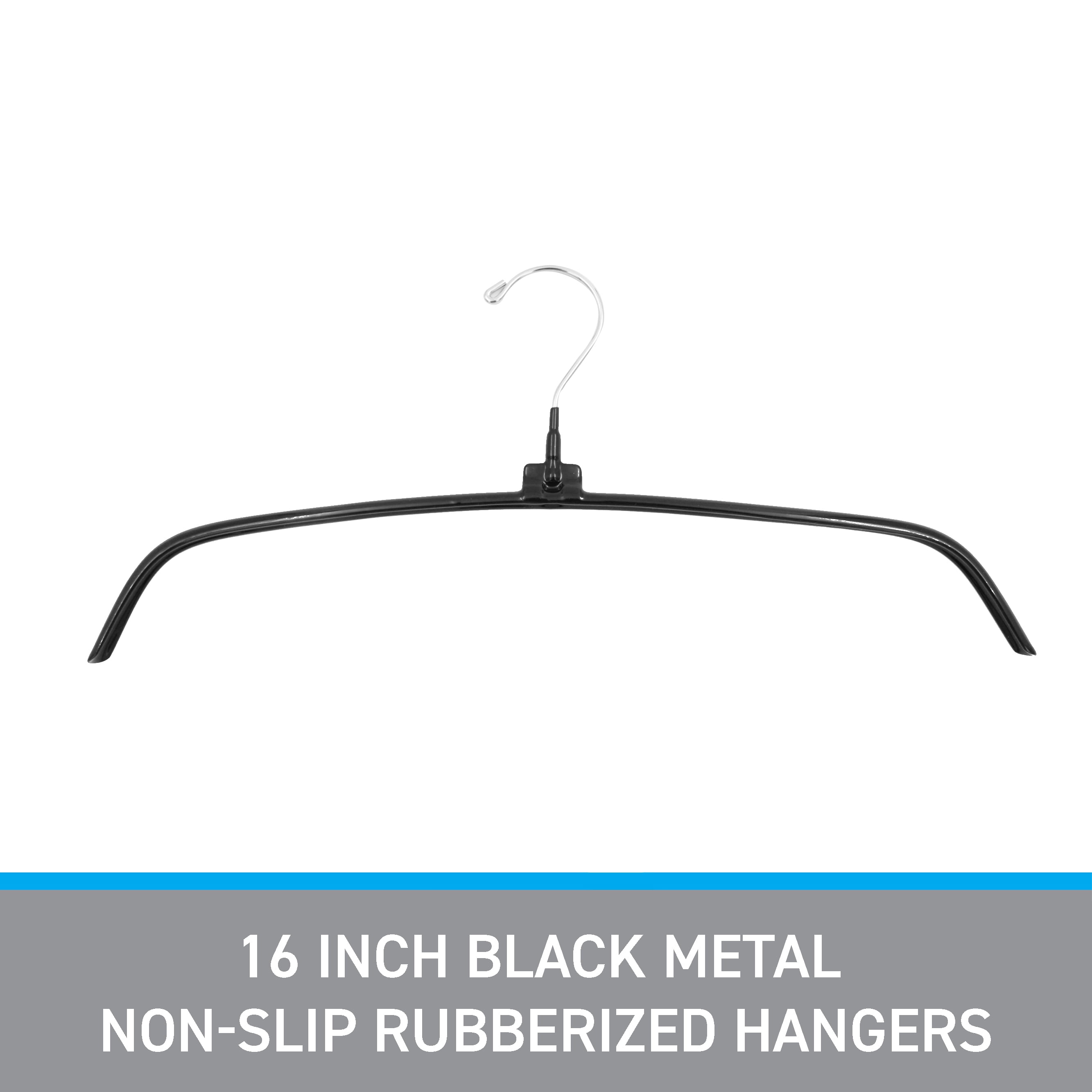 SSWBasics Rubberized Hangers - Black Metal - 16 inch - Case of 20