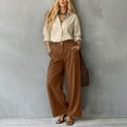thumbnail image 6 of ClodeEU Women's 2 Piece Outfits ,Long Sleeve Button Down Shirt and High Waist Pleated Wide Leg Pants Set, Solid Color Casual Matching Set ,Women's Plus S, 6 of 6