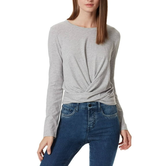 Frayed Denim Women's Grey Cotton Romi Twist-Front Top Size S