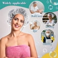 thumbnail image 5 of Topboutique Shower Caps 6 Pcs Waterproof Bath Caps Plastic Shower Cap Elastic Band Bath Hair Hat Reusable Hair Cover for Women and Men to Keep Hair Dry, White, 5 of 7
