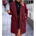 thumbnail image 4 of Women Winter Overcoat, Double Breasted Winter Coat Side Pockets Long Sleeves Pure Color  For Daily Life, 4 of 6