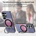 thumbnail image 4 of Magnetic For Samsung Galaxy S24 Phone Case,With 360° Rotatable Ring Kickstand,Anti-Scratch PU Leather Gradient Fiber Pattern Back Design,Shockproof Anti-fall Durable Phone Case,Purple, 4 of 9