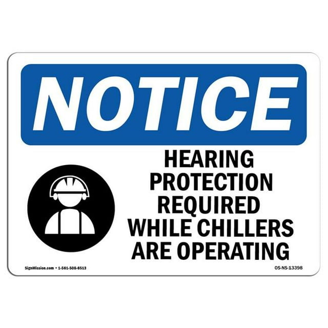 SignMission OS-NS-A-1218-L-13398 12 x 18 in. OSHA Notice Sign - Hearing Protection Required