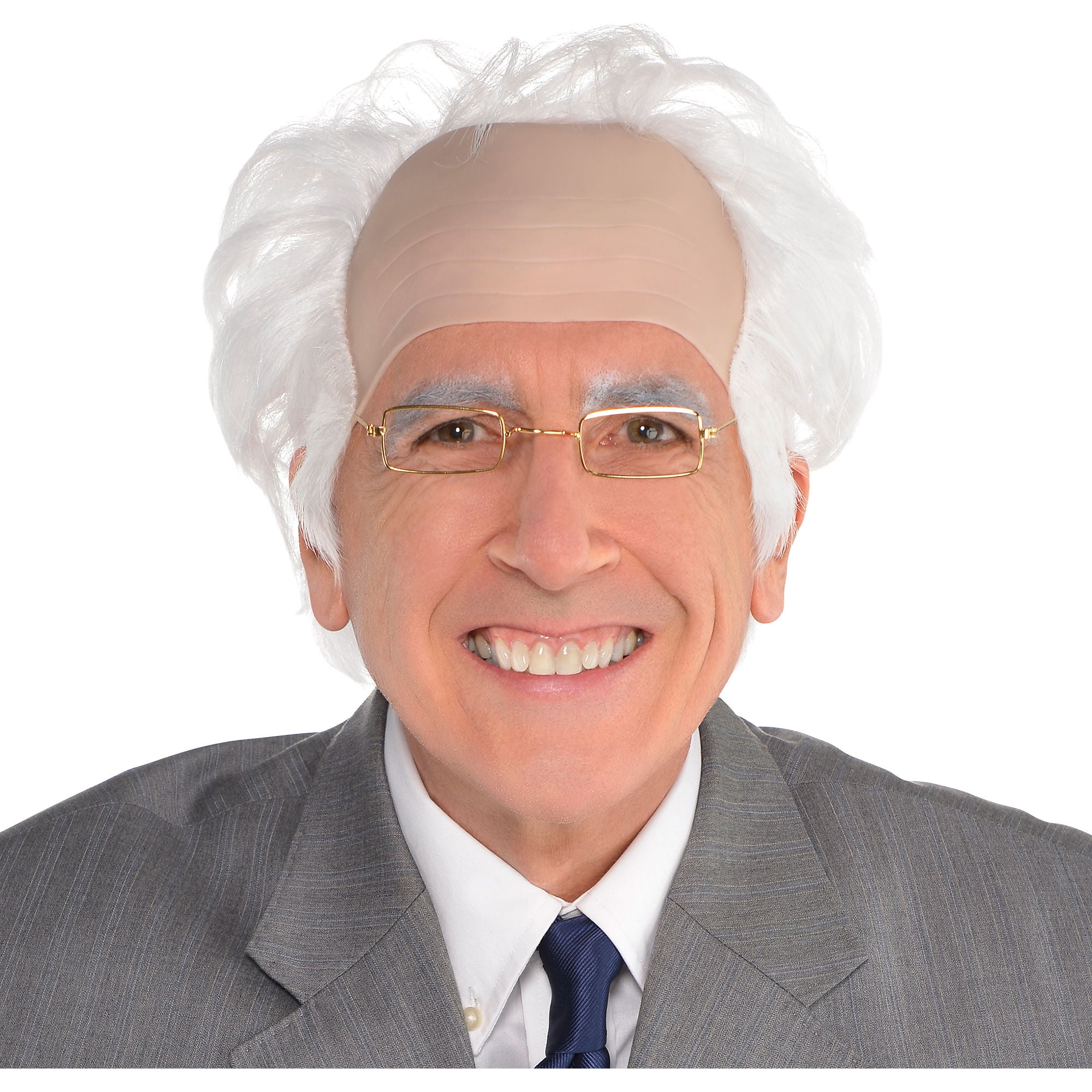 W858 Child Bald Grandpa Costume Wig Hair Grey Einstein Old Man 100 Day Book Week 