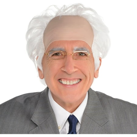 Suit Yourself Balding Old Man Wig for Adults, Features White Hair Sewn Into a Light Bald Cap for a Receding Hairline