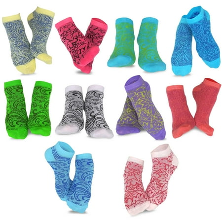 

TeeHee Women s Valued 9+1 Pack Fashion No Show Cotton Socks (Floral Design)