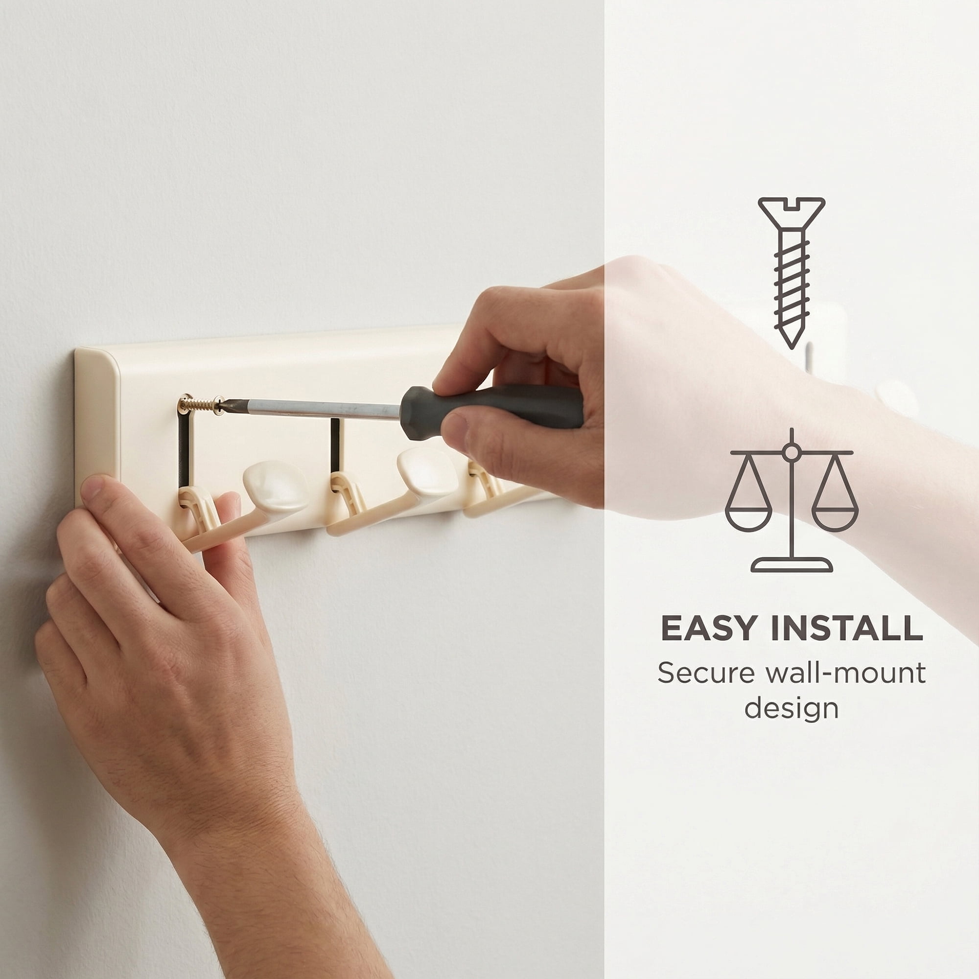 Unique Bargains Coat Rack Wall Mount Aluminum Alloy Hook for Entryway Milk White 17.1*2.2in
