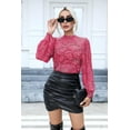 thumbnail image 5 of Zeagoo Lace Long Sleeve Top Womens Puffy Sleeve Dressy Casual Shirts Sexy Going Out Outfits Date Night Blouses, 5 of 7