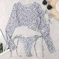 thumbnail image 2 of BIKINX Sexy 3 Piece Swimsuit Women High Cut Bathing Suit Leopard String Bikini Sets Long Sleeve Crop Tops for Women, 2 of 5