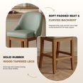 thumbnail image 4 of Set of 2 Upholstered Counter Height Bar Stools in Sleek Faux Leather with Solid Rubberwood Legs for Kitchen Island, 4 of 8