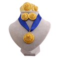 thumbnail image 4 of Juego de 4 joyas, collar, brazalete, orejas, mujer, exquisito, cómodo de llevar. Azul, 4 of 6