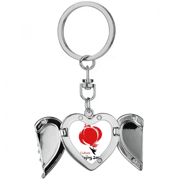 Llavero de Alas de Ángel en Forma de Corazón Rojo Chino Tradicional